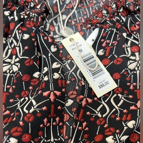 Max STUDIO Printed Crepe Black Confetti Long Sleeve Top - Size Medium, NWT - Picture 8 of 10